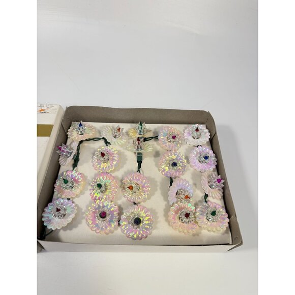 Christmas Tree Lights Vintage Santa Trim 20 Fancy Light Set Iridescent Flowers - Picture 10 of 16